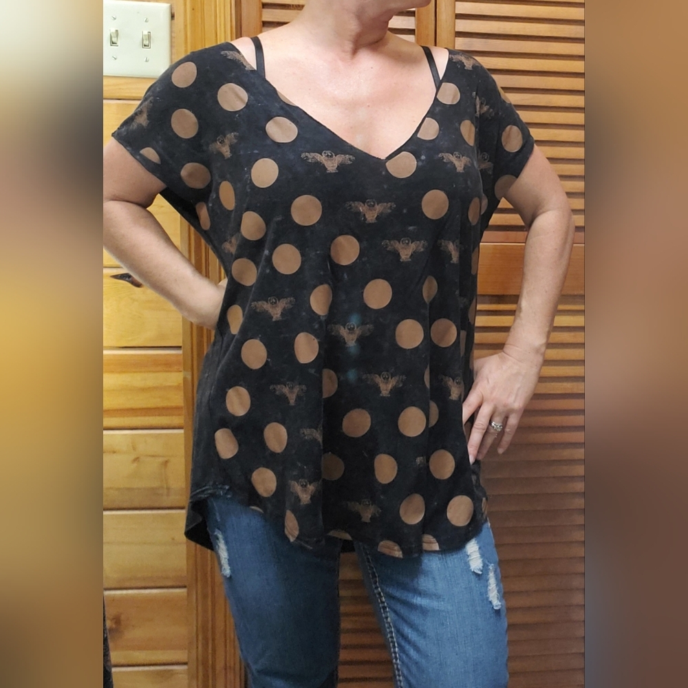 POL Women's Oversized Polka Dot Tshirt Size Small